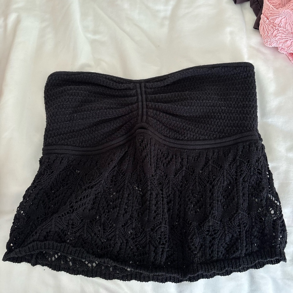 American eagle Black Crochet Strapless Tube Top